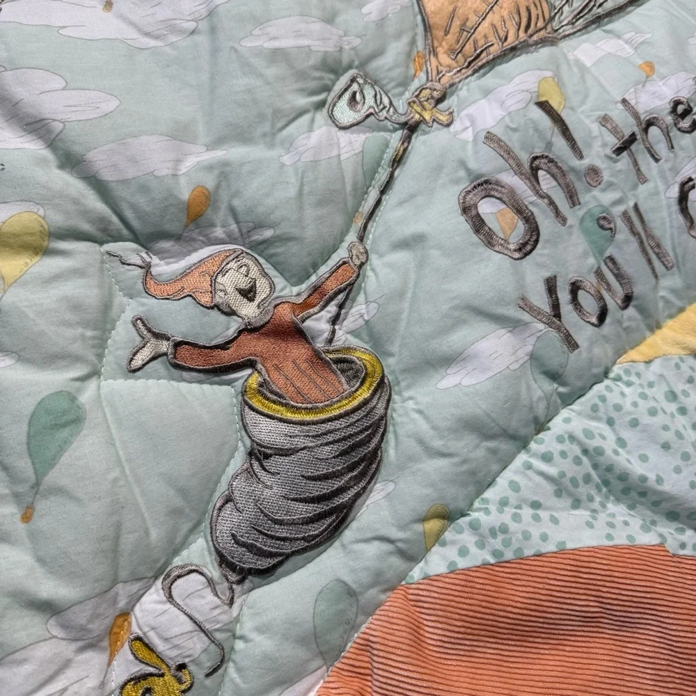 Oh the Places You’ll Go Dr. Seuss baby crib blanket + crib skirt
